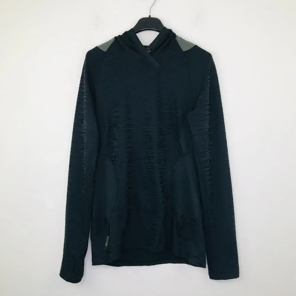 Pearl Izumi Women's XL Athletic Top Black Flash Hoodie Thumbhole Pullover CN12